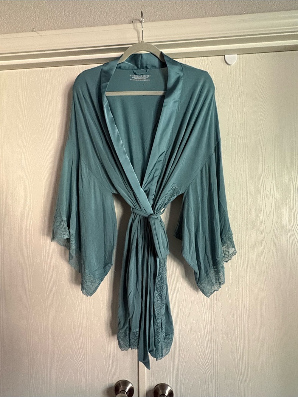 Victoria's Secret Teal Satin-Trim Robe XS/S
